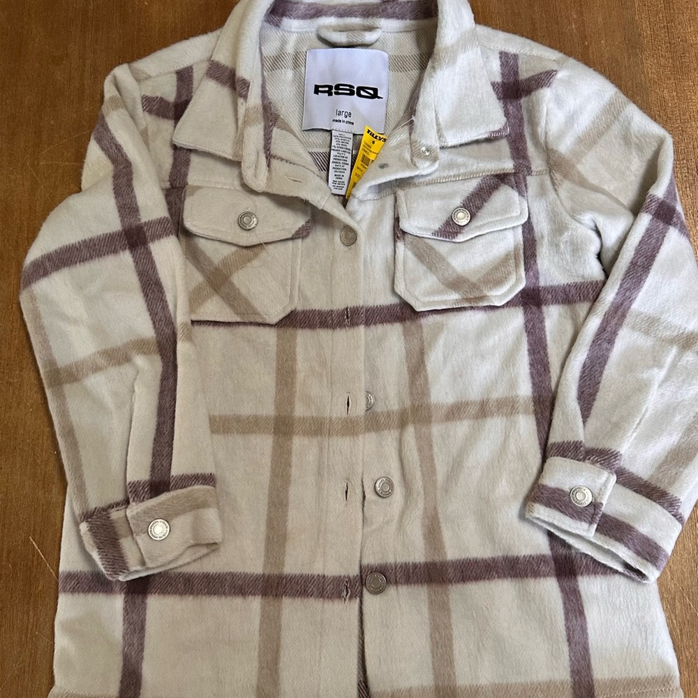 Tilly’s Cream and Brown Plaid Shajacket